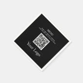 Eenvoudig zwart-wit Logo en QR-codenummer Napkins Servet (Hoek)