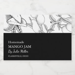 Eenvoudig zwart & wit Mango Jam Label Voedselcontainer Etiket
