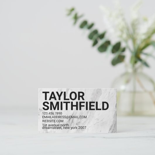 Eenvoudig zwart-wit, marmer Professional-bedrijven Visitekaartje (Staand voorkant)