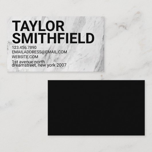 Eenvoudig zwart-wit, marmer Professional-bedrijven Visitekaartje (Voorkant / Achterkant)
