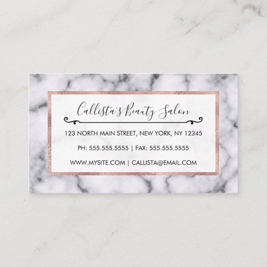 Eenvoudig zwart-wit marmer-stonpatroon aanbevelingskaartje (Achterkant)