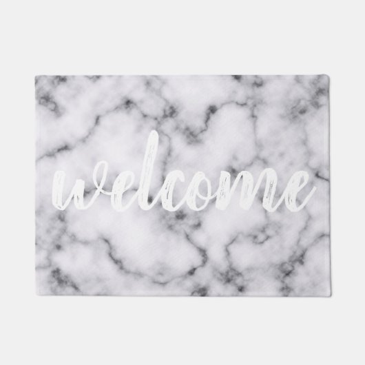 Eenvoudig zwart-wit marmer-stonpatroon deurmat (Voorkant)