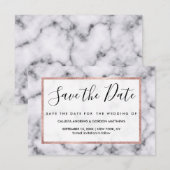 Eenvoudig zwart-wit marmer-stonpatroon save the date (Voorkant / Achterkant)