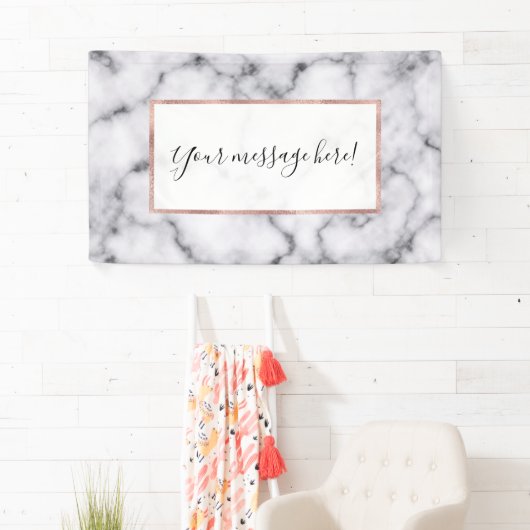 Eenvoudig zwart-wit marmer-stonpatroon spandoek (Insitu)