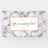 Eenvoudig zwart-wit marmer-stonpatroon spandoek (Horizontaal)