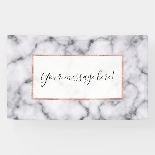 Eenvoudig zwart-wit marmer-stonpatroon spandoek (Horizontaal)