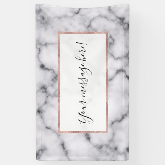 Eenvoudig zwart-wit marmer-stonpatroon spandoek (Verticaal)