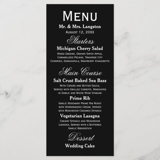 Eenvoudig zwart-wit - Menu Ontvangst (Voorkant)