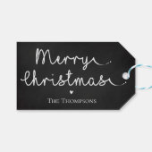 Eenvoudig zwart wit met korte minimalistische fees cadeaulabel (Voorkant (Horizontaal))