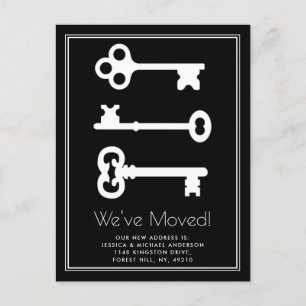 Eenvoudig zwart-wit met minimale bewegende aankond aankondigingskaart