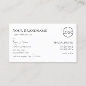 Eenvoudig zwart wit met monogram en Logo Visitekaartje (Achterkant)