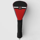 Eenvoudig zwart-wit met twee tonen rode Initialen  Golfheadcover (Voorkant)