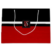 Eenvoudig zwart-wit met twee tonen rode Initialen Groot Cadeauzakje (Voorkant)