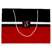 Eenvoudig zwart-wit met twee tonen rode Initialen Groot Cadeauzakje (Achterkant)