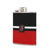 Eenvoudig zwart-wit met twee tonen rode Initialen  Heupfles (Links)