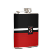 Eenvoudig zwart-wit met twee tonen rode Initialen  Heupfles (Rechts)