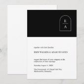 Eenvoudig zwart-wit, minimaal wapenmonogram kaart (Voorkant / Achterkant)