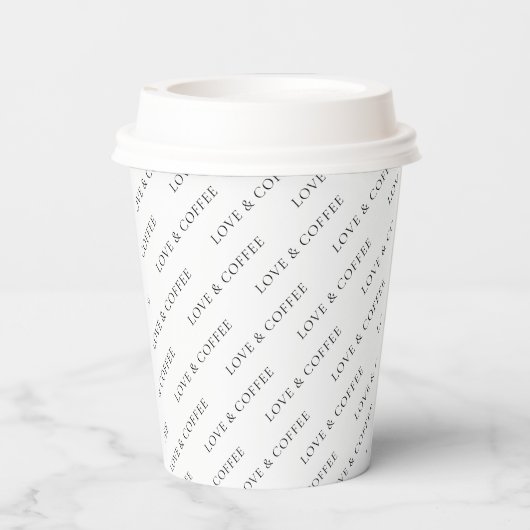 Eenvoudig zwart-wit, minimale aangepaste tekst papieren bekers (Achterkant)