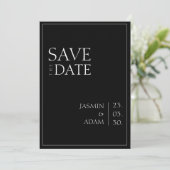Eenvoudig zwart wit minimale typografie bruiloft save the date (Staand voorkant)