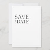 Eenvoudig zwart wit minimale typografie bruiloft save the date (Achterkant)