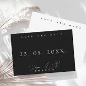 Eenvoudig zwart wit minimale typografie bruiloft save the date