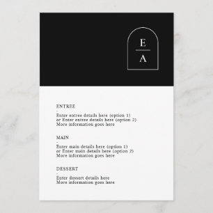 Eenvoudig zwart-wit minimalismonogram wapenstok menu