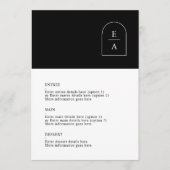 Eenvoudig zwart-wit minimalismonogram wapenstok menu (Voorkant)