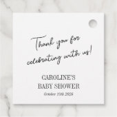 Eenvoudig Zwart Wit Minimalistisch Aangepast Baby Bedankjes Labels (Achterkant)