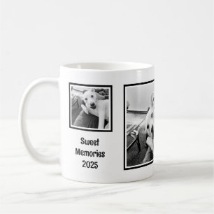 Eenvoudig zwart-wit minimalistisch drie-foto 2025 koffiemok