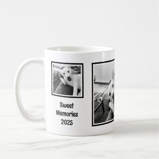 Eenvoudig zwart-wit minimalistisch drie-foto 2025 koffiemok