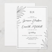 Eenvoudig zwart-wit minimalistisch huwelijk kaart (Voorkant / Achterkant)