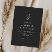 Eenvoudig zwart-wit minimalistisch huwelijk kaart