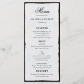 Eenvoudig zwart-wit minimalistisch huwelijksmenu menu (Voorkant)