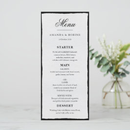 Eenvoudig zwart-wit minimalistisch huwelijksmenu menu