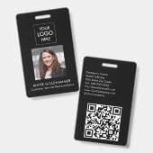 Eenvoudig Zwart & Wit Minimalistisch met Foto Badge (Voor- en achterkant)