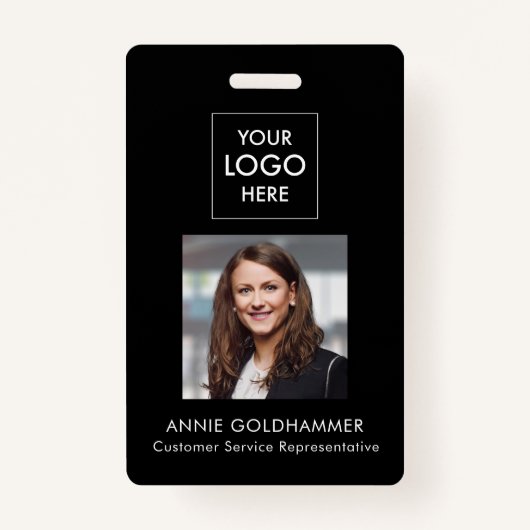 Eenvoudig zwart-wit minimalistisch met foto badge (Voorkant)