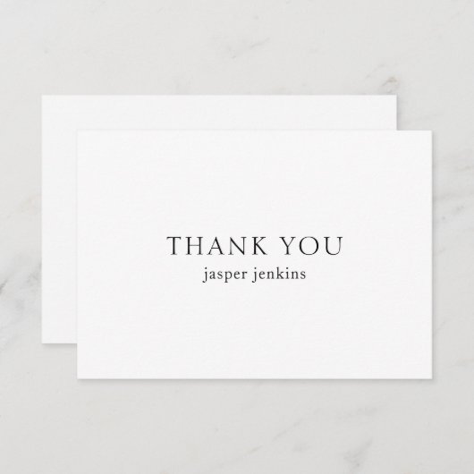 Eenvoudig zwart-wit minimalistisch modern bedankkaart (Voorkant / Achterkant)