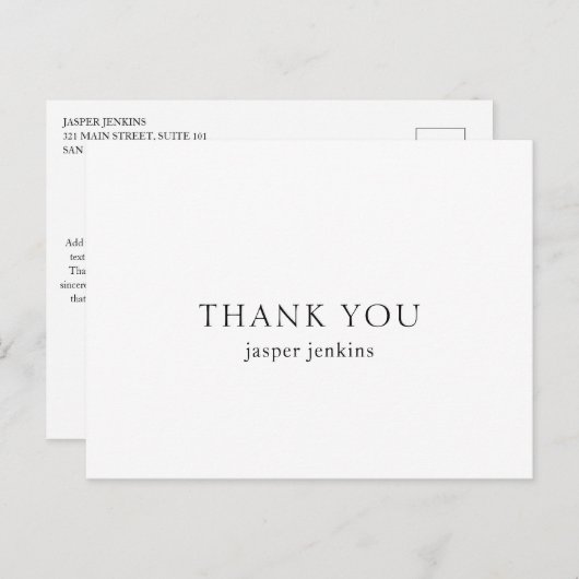 Eenvoudig zwart-wit minimalistisch modern briefkaart (Voorkant / Achterkant)