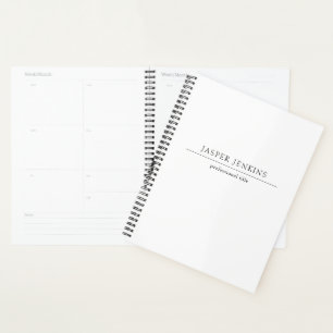 Eenvoudig zwart-wit minimalistisch modern planner