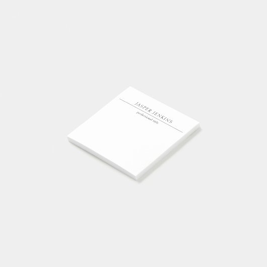 Eenvoudig zwart-wit minimalistisch modern post-it® notes (Schuin)