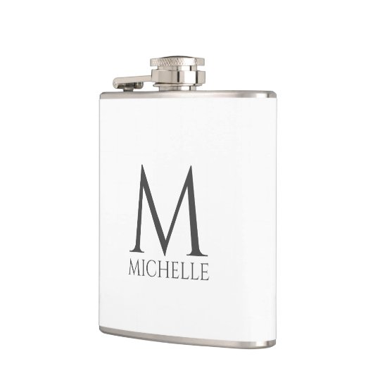 Eenvoudig zwart-wit minimalistisch monogram ontwer heupfles (Links)