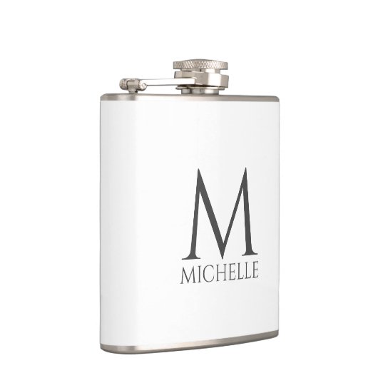 Eenvoudig zwart-wit minimalistisch monogram ontwer heupfles (Rechts)