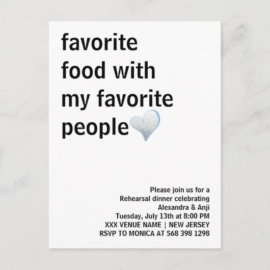 Eenvoudig zwart-wit minimalistisch repetitiediner briefkaart (Voorkant)