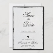 Eenvoudig zwart-wit minimalistisch save the date (Voorkant)