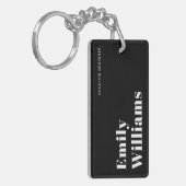 Eenvoudig zwart-wit minimalistisch sleutelhanger (Voorkant Links)