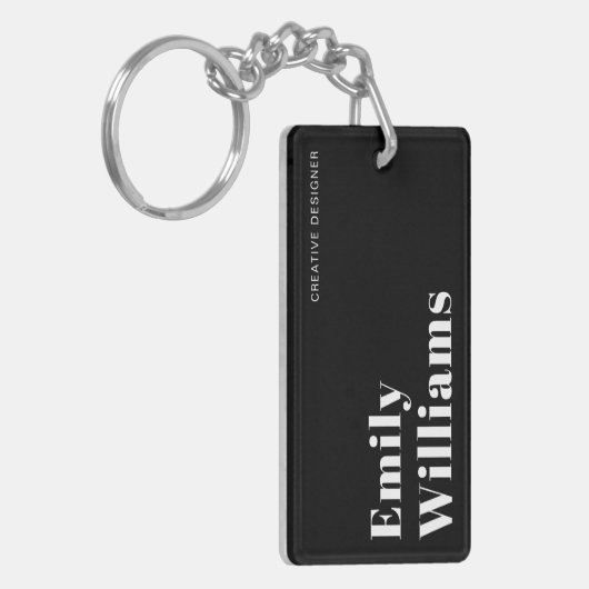 Eenvoudig zwart-wit minimalistisch sleutelhanger (Voorkant Links)