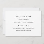 Eenvoudig zwart wit minimalistische foto moderne b save the date (Achterkant)