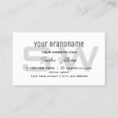 Eenvoudig zwart-wit model met monogram en Logo Visitekaartje (Achterkant)