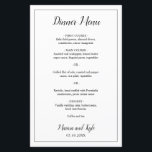 Eenvoudig zwart-wit modern Elegant bruiloft-menu<br><div class="desc">Het moderne Menu van de Weddenschap in minimalistisch zwart-wit met de kopbal en uw namen in een elegant manuscript samen met uw menu dat door een dunne grens wordt omringd. De achterkant heeft je monogram onderaan. De doopvonten en de grens kunnen in om het even welke kleur worden veranderd u...</div>
