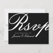 Eenvoudig zwart wit Modern Elegant Minimaal Script RSVP Kaartje (Voorkant)